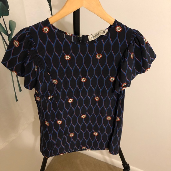 Kenzo & HM studio silk top 2 printed ruff blouse - Picture 1 of 5
